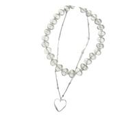 Limtula Stili francesi Doppi fili Collana irregolare a forma cuore Lunghezza regolabile Catena clavicola Gioielli Ciondolo cuore asimmetrico unico