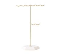 Limtula Supporto multifunzionale per gioielli con finitura in marmo Base in metallo rimovibile per orecchini a forma di ondulato gancio per collana a forma di ondulato