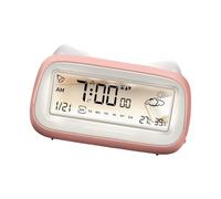 Limtula Sveglia a forma gatto con display della temperatura touch control, lampada notturna a scarsa illuminazione e orologio con pannello touch multifunzione dal design ABS a prova bambino