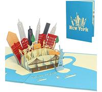 Lin 17604 - Biglietto tridimensionale pop-up con la città di New York, pieghevole, per compleanni, buono per viaggio, regalo, America, USA, N717
