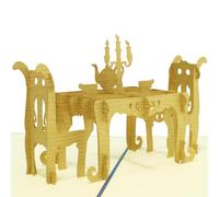 LIN - Biglietto tridimensionale pop-up per inviti a cena, soggetto: tavola imbandita