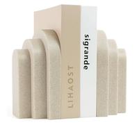 LIN CHUAN Fermalibri resistenti per scaffali, 3 kg, per libri pesanti, decorativi moderni con effetto pietra arenaria, fermalibri ad arco a strati per porta libreria, set di 2, beige