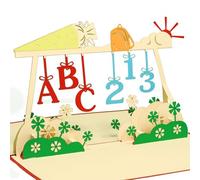 LIN - Pop Up 3d biglietto d' auguri per il primo giorno di scuola, lettere e numeri, fatto a mano, (# 214)