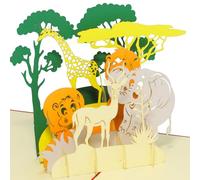 LIN - Pop Up 3D Biglietto d'auguri per bambini, Animali dell'Africa, (#221)