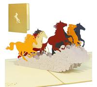 LIN - Pop Up 3D Biglietto di auguri per compleanno, Cavalli salvaggii
