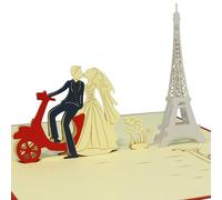 LIN - Pop Up 3D Biglietto di auguri per matrimonio, Sposi su Vespa in Parigi (#80)
