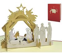 LIN - Pop Up 3D Biglietto di auguri per Natale, Presepio (#422)