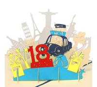 LIN Pop Up Biglietti di auguri per 18 gebur Tag Blau