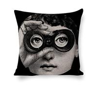 Lina Cavalieri Federa per Cuscino in Cotone e Lino, Fodera per Cuscino Decorativa Arte Quadrata Personalizzata Occhio, Include Solo Federa, 18X18 Pollici(45X45cm),A11