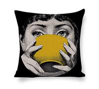 Lina Cavalieri Federa per Cuscino in Cotone e Lino, Fodera per Cuscino Decorativa Arte Quadrata Personalizzata Occhio, Include Solo Federa, 18X18 Pollici(45X45cm),A8