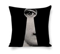 Lina Cavalieri Federa per Cuscino in Cotone e Lino, Fodera per Cuscino Decorativa Arte Quadrata Personalizzata Occhio, Include Solo Federa, 18X18 Pollici(45X45cm),A2