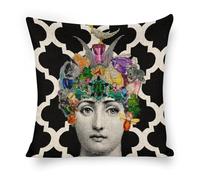 Lina Cavalieri Federa per Cuscino in Lino Artificiale, Federa Decorativa Personalizzata con Arte del Viso, Federa d'Arte Vintage (45X45cm), 18"x18", stile-21