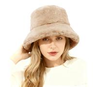 Lina & Lily Cappello da Pescatore Donna Uomo in Pelliccia Sintetica (Beige)