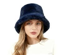 Lina & Lily Cappello da Pescatore Donna Uomo in Pelliccia Sintetica (Blu Navy)