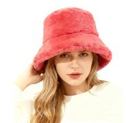 Lina & Lily Cappello da Pescatore Donna Uomo in Pelliccia Sintetica (Corallo)