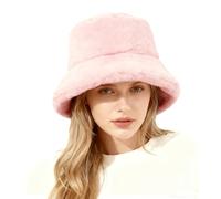 Lina & Lily Cappello da Pescatore Donna Uomo in Pelliccia Sintetica (Rosa Chiaro)