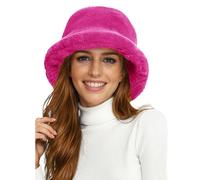 Lina & Lily Cappello da Pescatore Donna Uomo in Pelliccia Sintetica (Rosa Fucsia)
