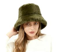 Lina & Lily Cappello da Pescatore Donna Uomo in Pelliccia Sintetica (Verde Oliva)