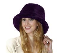 Lina & Lily Cappello da Pescatore Donna Uomo in Pelliccia Sintetica (Viola Scuro)