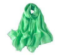 Lina & Lily Sciarpa da donna in chiffon increspato, per primavera ed estate, trasparente, leggerissima, verde, Taglia unica