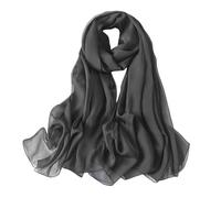 Lina & Lily - Sciarpa da donna in chiffon ondulato, leggera come una piuma, per primavera e estate, in seta trasparente, Grigio scuro, Etichettalia unica