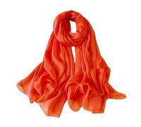 Lina & Lily - Sciarpa da donna in chiffon ondulato, leggera come una piuma, per primavera e estate, in seta trasparente, Arancione, Etichettalia unica