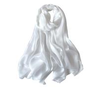 Lina & Lily - Sciarpa da donna in chiffon ondulato, leggera come una piuma, per primavera e estate, in seta trasparente, bianco, Etichettalia unica