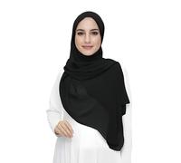 Lina & Lily Sciarpa Hijab da Donna Musulmano, Tessuto Chiffon Leggero e Fluido (Nero)