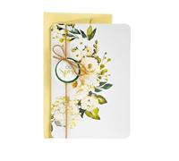LINA OFFICINE GRAFICHE CREATIVE Biglietto Auguri Matrimonio, Stile Elegante, con Applicazione e Cordoncino in Juta, Busta Dorata Inclusa, 11,5 x 16,5 cm