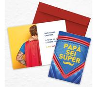 LINA OFFICINE GRAFICHE CREATIVE biglietto auguri papa festa papa con la scritta PAPA' SEI SUPER
