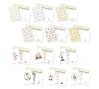 LINA OFFICINE GRAFICHE CREATIVE Set di 12 Biglietti di Auguri Pasquali, Motivi Coniglietti e Uova, 16 x 11 cm, Design Primaverile