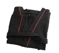 Linandelle - Accappatoio in cotone a nido d'ape, colore: Kimono Nero XXL