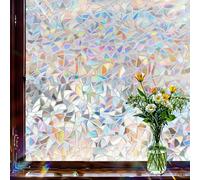 Linarun Autoadesivo Effetto Arcobaleno 50x200cm, 3D Pellicola Dello Schermo Adesivo Statico Senza Adesivo Anti UV Pellicola di Vetro di Protezione Solare per Ufficio Soggiorno Decorazione Film