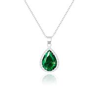 Linawe Collana con ciondolo a catena in argento da donna, smeraldi con diamante verde, ciondolo a catena in cristallo, collane in argento, gioielli a catena con ciondoli