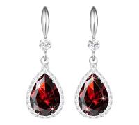 Linawe Orecchini da donna in argento, orecchini pendenti rosso, orecchini in cristallo con diamanti, orecchini alla moda, orecchini pendenti in moissanite