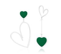 Linawe Orecchini pendenti a cuore verde, Orecchini in argento e acciaio inossidabile da donna, Gioielli da donna per l'amore