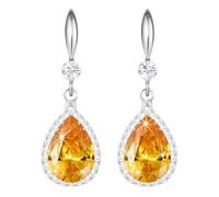 Linawe Orecchini pendenti da donna, orecchini pendenti, in argento dorato, gioielli in oro rosa, orecchini in cristallo con diamanti, gioielli a goccia per matrimoni