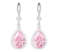 Linawe Orecchini pendenti da donna, orecchini pendenti, in argento dorato, gioielli in oro rosa, orecchini in cristallo con diamanti, gioielli a goccia per matrimoni