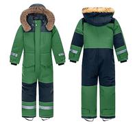 linboo Tuta da sci unisex per bambini, impermeabile, con cappuccio, traspirante, antivento, per ragazzi e ragazze, colore verde, 146, verde, 150