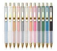 Linbsunne Penne a sfera nere a punta media da 1 mm, con impugnatura super morbida, per uomini e donne, penne retrattili (oro, 12 pezzi)