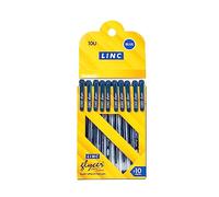 Linc Glycer - Confezione da 10 penne a sfera lisce con punta in nichel argentato da 0,6 mm, comoda impugnatura in gomma elastomerica, tecnologia di inchiostro a flusso rapido per una scrittura senza