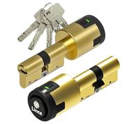 Lince - Cilindro C6 ALARM 35 x 35 cm | Lampadina ad alta sicurezza avanzata con allarme integrato da 100 dB | Anti-intrusione | Finiture in ottone e nichel opaco | Include 5 chiavi XXL | Finitura