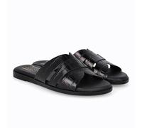 Lince |Sandalo Pala Animal Print Comodo | Suola in gomma | Soletta in gel | V07908 | Made in Italy, Nero , 38 EU
