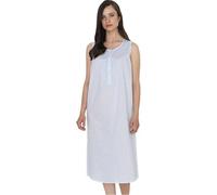 Linclalor Camicia da notte in batista di puro cotone senza maniche art. 30829-56, Celeste