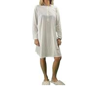 Linclalor Camicia da notte manica lunga in puro cotone stampato art. 74427-58, Bianco