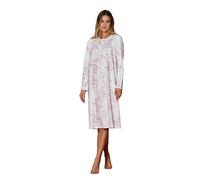 Linclalor Camicia da Notte Manica Lunga Serafino Reglan Interlock Stampato 100% Cotone Art.92238 (Panna-Argento, 50)