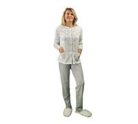 Linclalor Pigiama donna in puro cotone aperto davanti art. 74474-64, Grigio