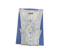 Linclalor Pigiama Donna Pantalone Lungo Manica Lunga Aperto Cotone Primaverile (IT, Numero, 58, Regular, Regular, Azzurro)