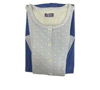 Linclalor Pigiama Pantalone Lungo Manica Lunga Serafino Interlock Stampato 100% Cotone Art.92230 (Azzurro, 56)