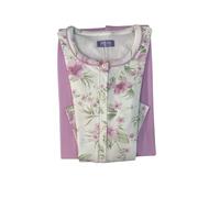 Linclalor Pigiama Pantalone Lungo Manica Lunga Serafino Interlock Stampato 100% Cotone (Panna-Rosato, 48)